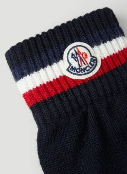 Men Moncler Gloves^Logo Patch Gloves