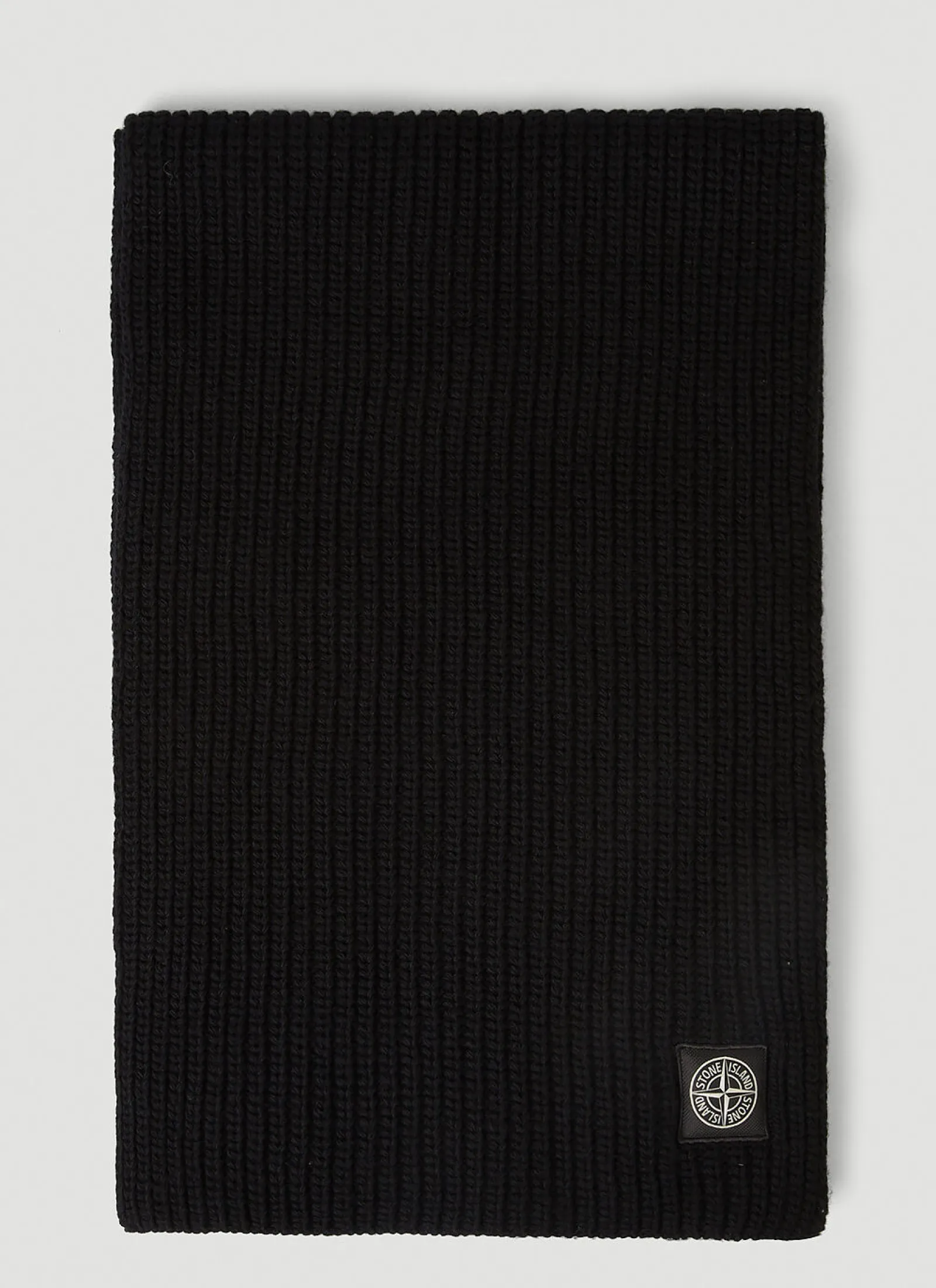Men Stone Island Scarves^Logo Patch Knit Scarf