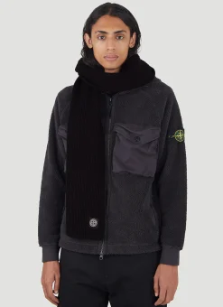Men Stone Island Scarves^Logo Patch Knit Scarf
