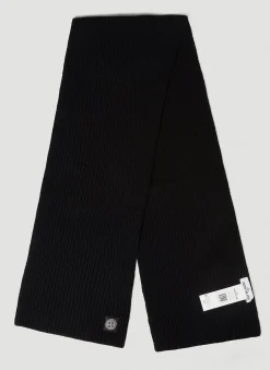 Men Stone Island Scarves^Logo Patch Knit Scarf