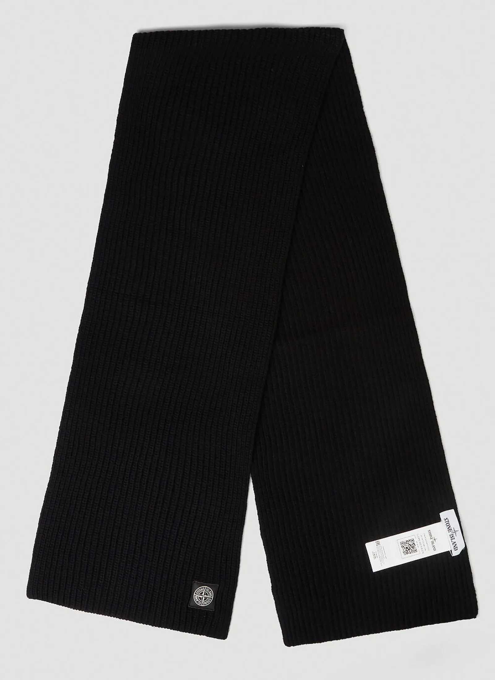 Men Stone Island Scarves^Logo Patch Knit Scarf