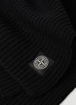 Men Stone Island Scarves^Logo Patch Knit Scarf