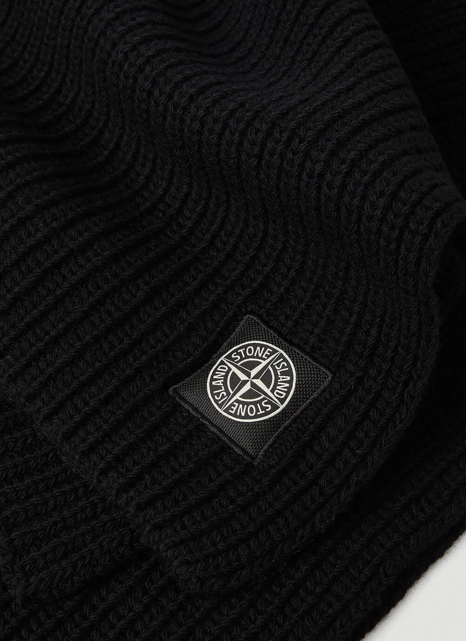 Men Stone Island Scarves^Logo Patch Knit Scarf