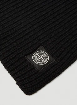 Men Stone Island Scarves^Logo Patch Knit Scarf