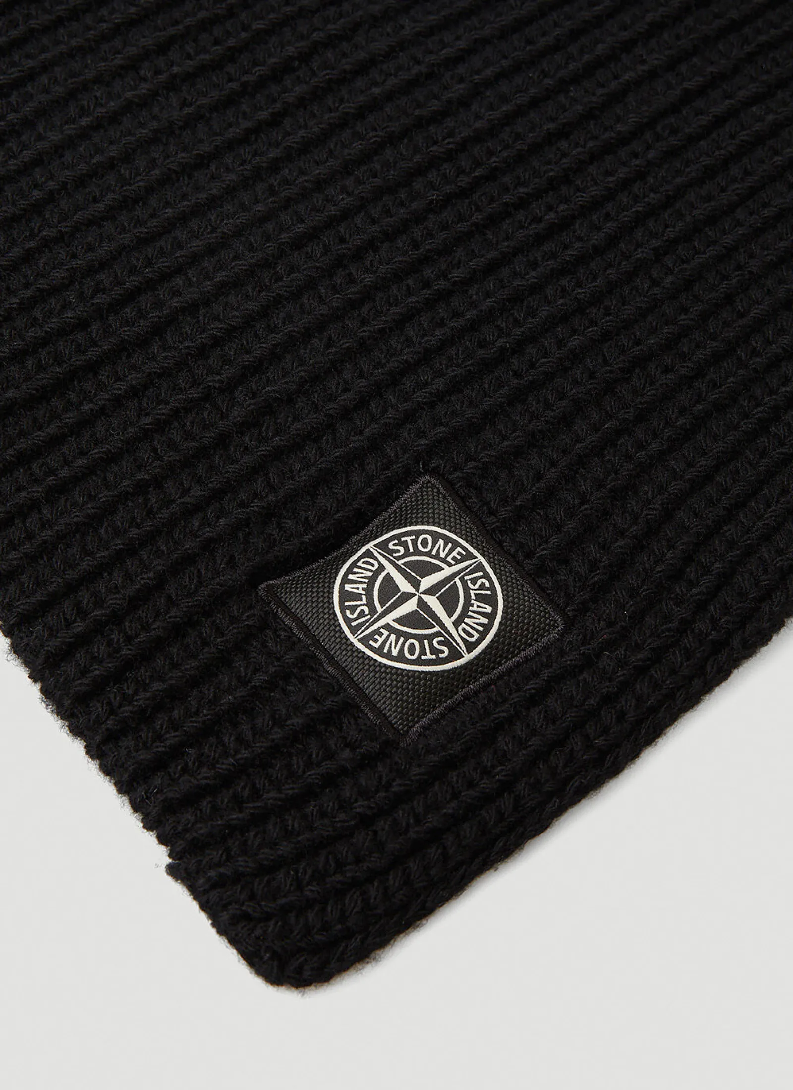 Men Stone Island Scarves^Logo Patch Knit Scarf