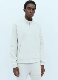 Men Thom Browne Sweatshirts^Logo Patch Quarter Zip-Up Sweatershirt