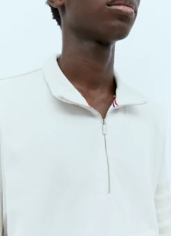 Men Thom Browne Sweatshirts^Logo Patch Quarter Zip-Up Sweatershirt