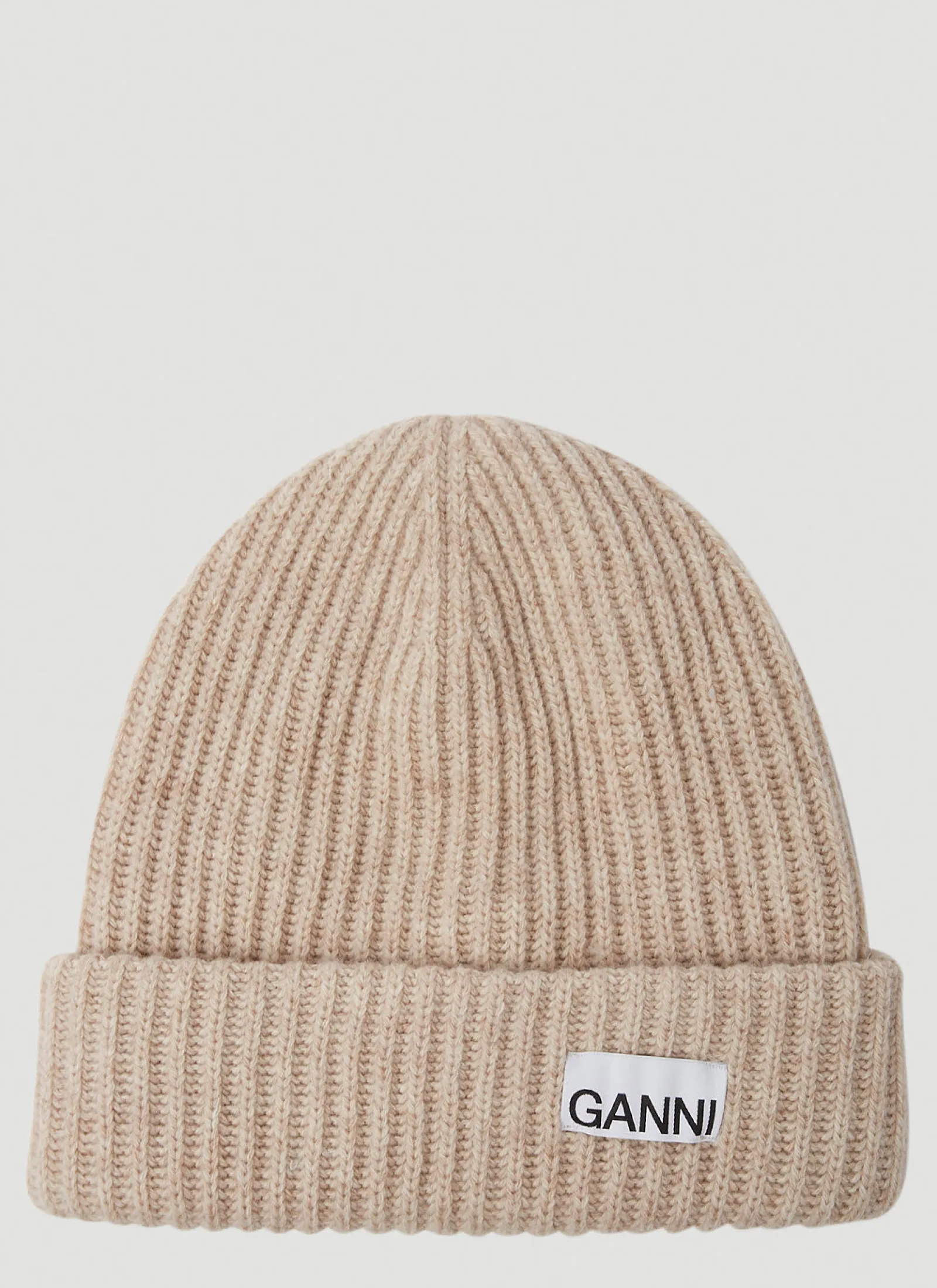Men GANNI Hats^Logo Patch Ribbed Beanie Hat