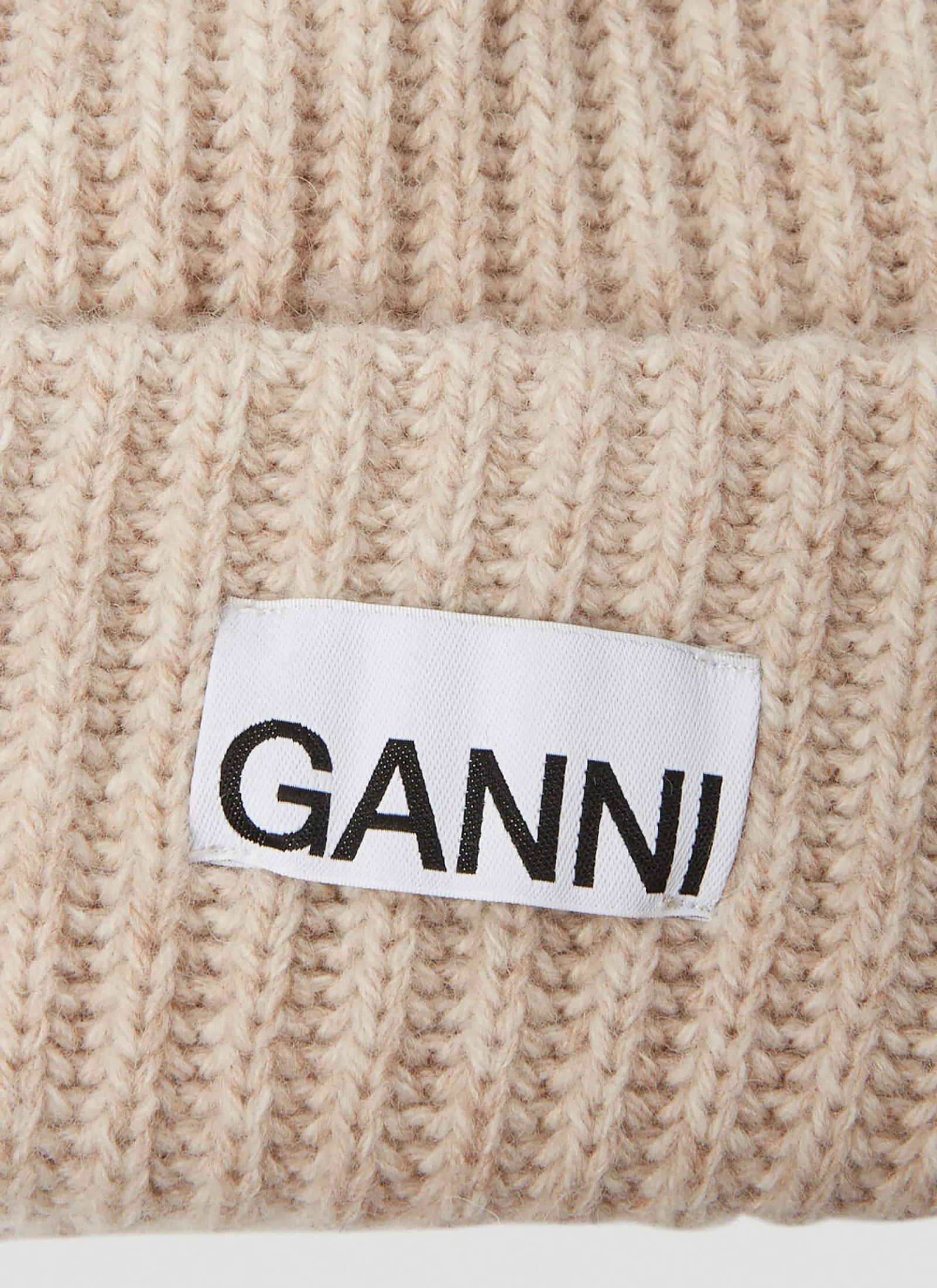 Men GANNI Hats^Logo Patch Ribbed Beanie Hat