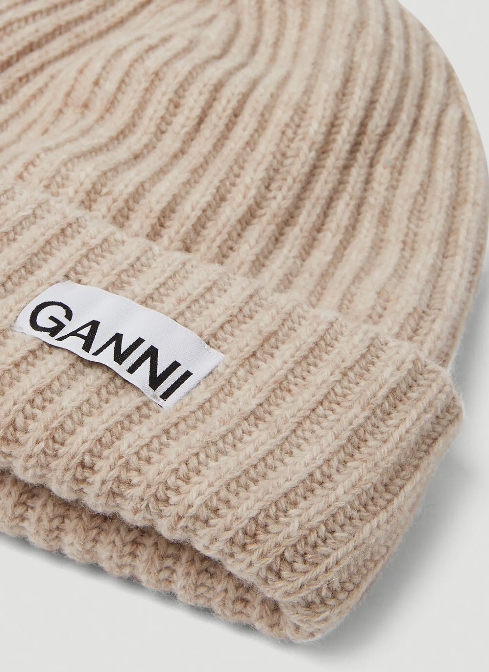 Men GANNI Hats^Logo Patch Ribbed Beanie Hat