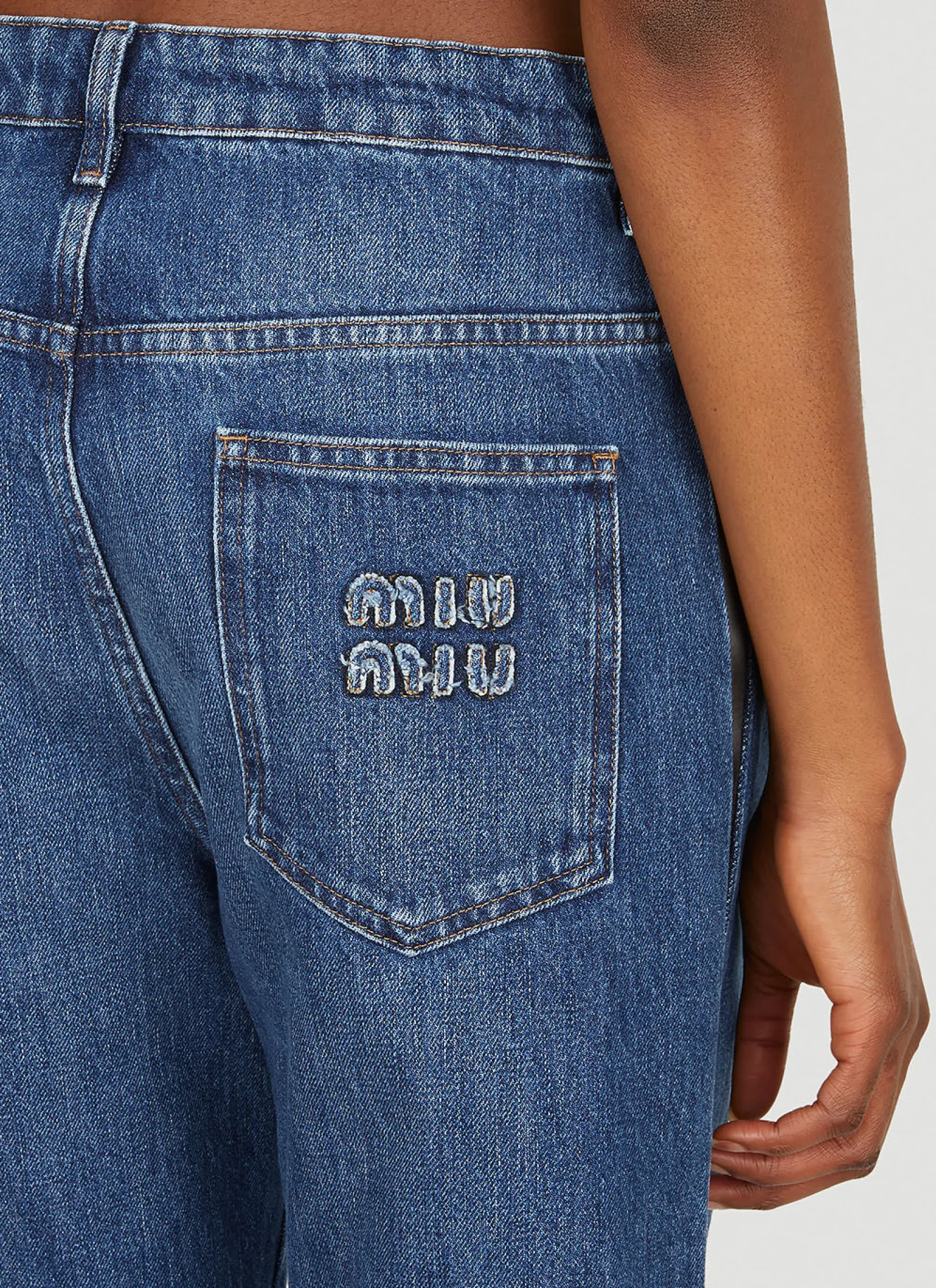 Logo Patch Wide Leg Jeans>Miu Miu Best