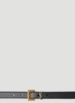 Men Saint Laurent Belts^Logo Plaque Belt