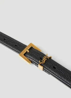 Men Saint Laurent Belts^Logo Plaque Belt