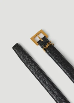 Men Saint Laurent Belts^Logo Plaque Belt
