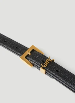 Men Saint Laurent Belts^Logo Plaque Belt