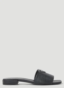 Logo Plaque Block Heel Sandals>Prada Clearance