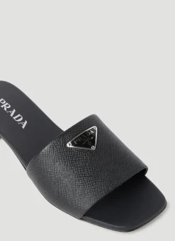 Logo Plaque Block Heel Sandals></noscript>Prada Clearance