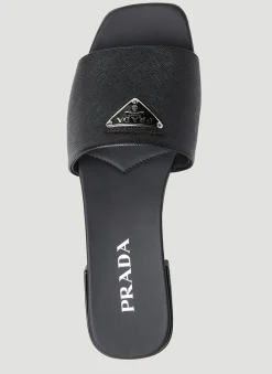 Logo Plaque Block Heel Sandals></noscript>Prada Clearance