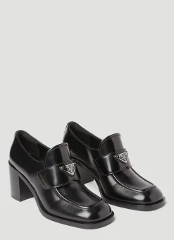 Logo Plaque Heeled Loafers>Prada Best