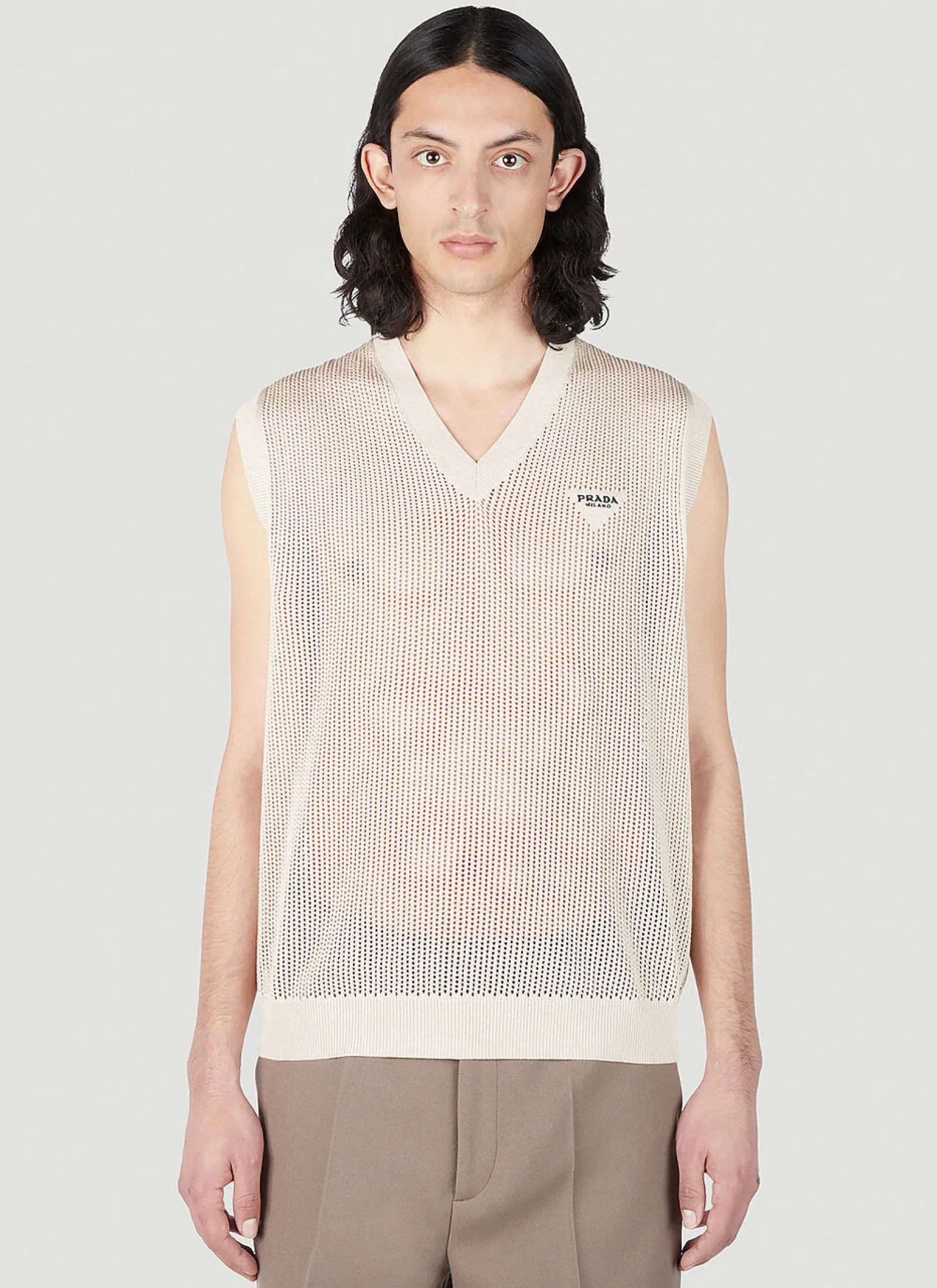 Men Prada Tops^Logo Plaque Knit Vest