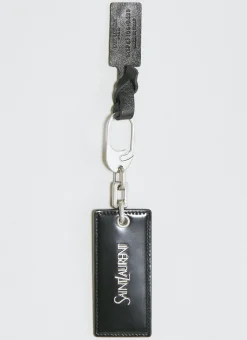 Men Saint Laurent Keyrings^Logo Plaque Leather Keyring