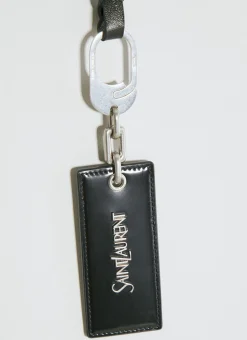 Men Saint Laurent Keyrings^Logo Plaque Leather Keyring