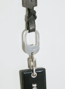 Men Saint Laurent Keyrings^Logo Plaque Leather Keyring