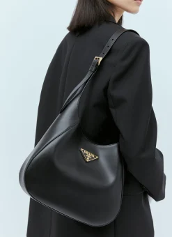 Logo Plaque Leather Shoulder Bag>Prada Clearance
