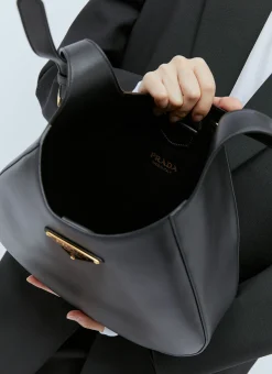 Logo Plaque Leather Shoulder Bag><noscript><img width=