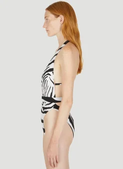 Logo Plaque Plunge Swimsuit><noscript><img width=