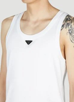 Men Prada Tops^Logo Plaque Tank Top