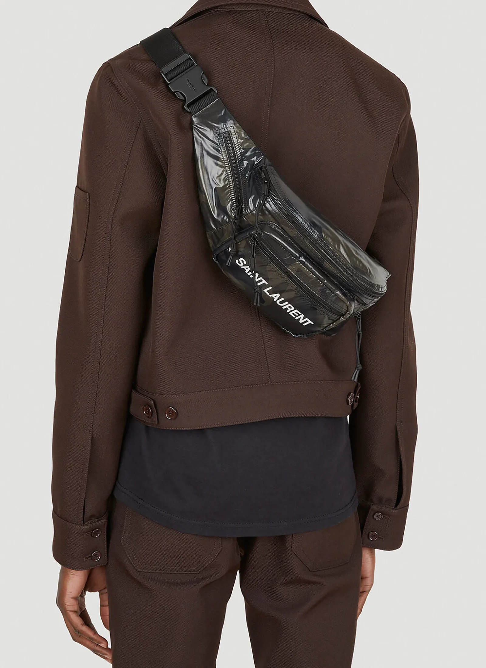 Men Saint Laurent Belt Bags^Logo Print Camouflage Belt Bag