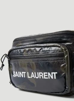 Men Saint Laurent Belt Bags^Logo Print Camouflage Belt Bag