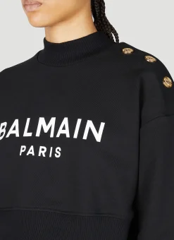 Logo Print Cropped Sweatshirt></noscript>Balmain Sale