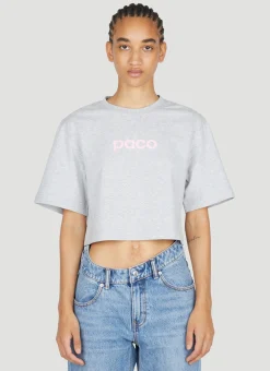 Logo Print Cropped T-Shirt>Paco Rabanne Online