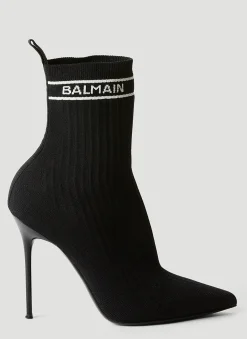 Logo Print Knit High Heel Boots>Balmain Best