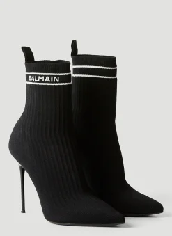 Logo Print Knit High Heel Boots>Balmain Best