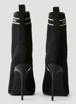 Logo Print Knit High Heel Boots><noscript><img width=