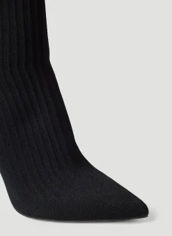 Logo Print Knit High Heel Boots><noscript><img width=