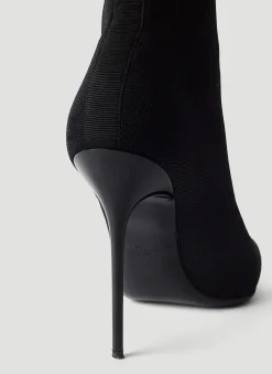 Logo Print Knit High Heel Boots><noscript><img width=