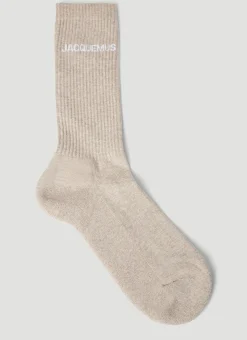 Men Jacquemus Socks^Logo Print Knit Socks