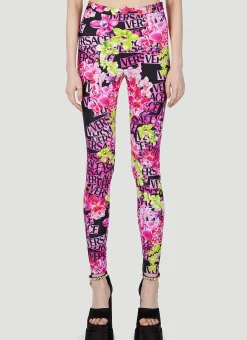 Logo Print Leggings>Versace Clearance