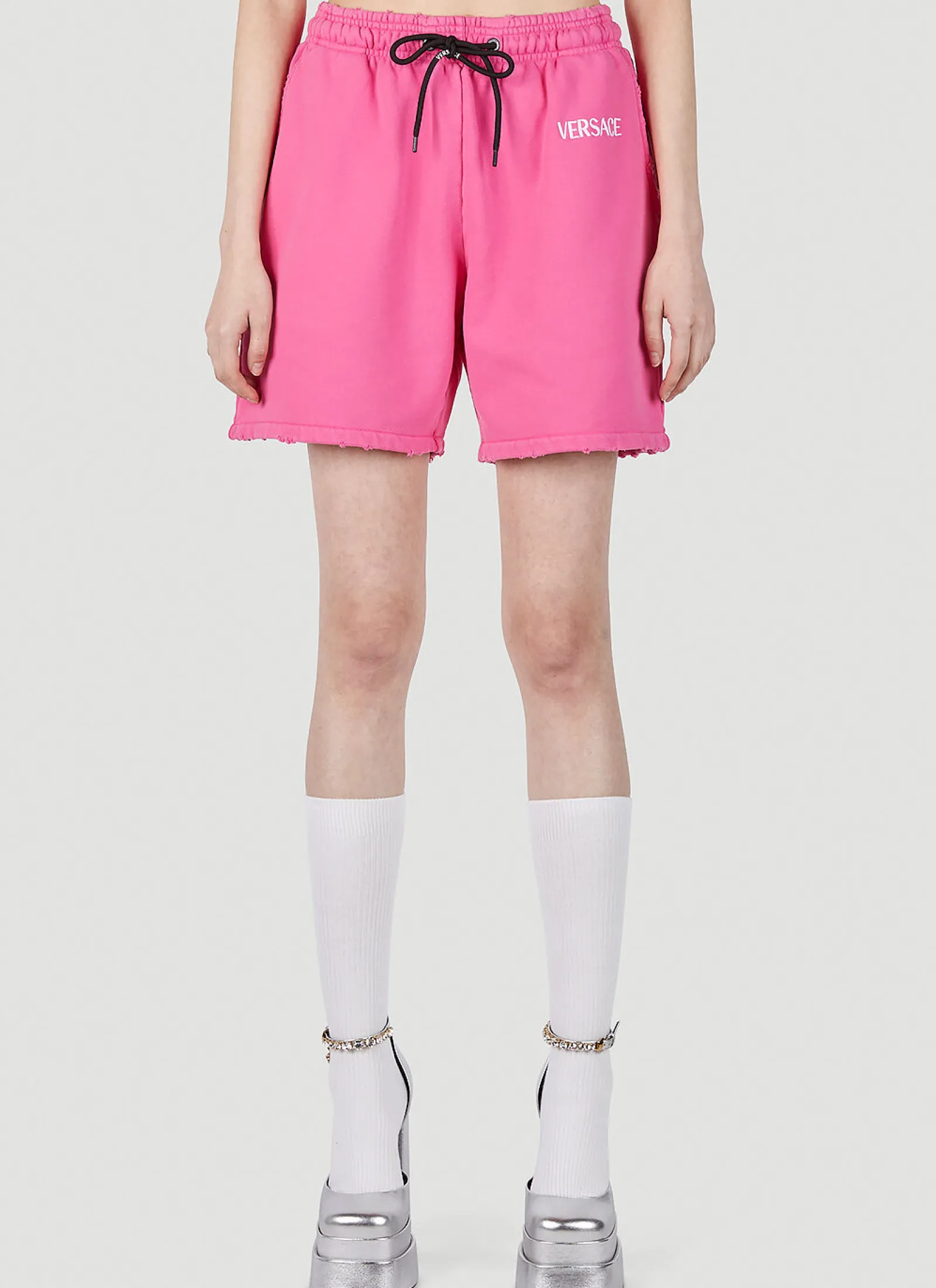 Logo Print Track Shorts>Versace