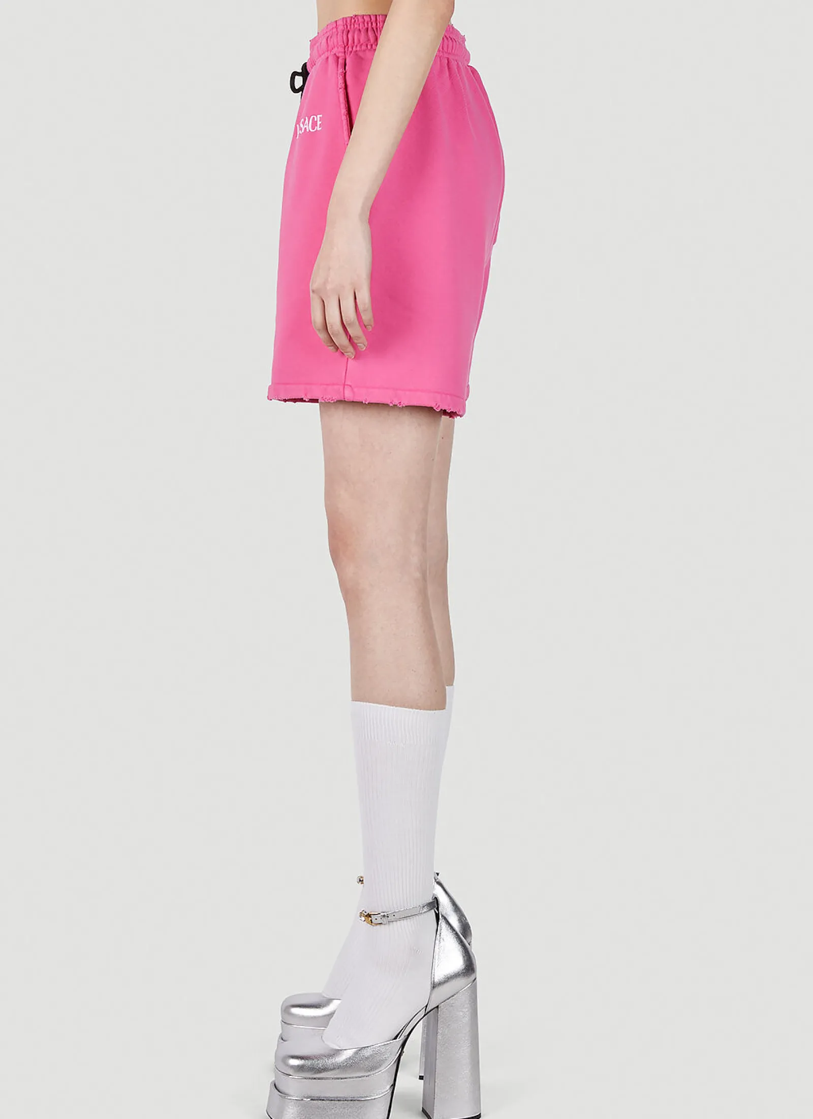 Logo Print Track Shorts>Versace