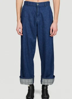 Men JW Anderson Jeans^Logo Print Turn-Up-Hem Denim Jeans