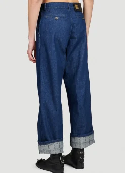 Men JW Anderson Jeans^Logo Print Turn-Up-Hem Denim Jeans