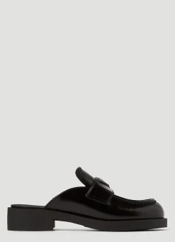 Logo-Plaque Leather Mules>Prada Discount