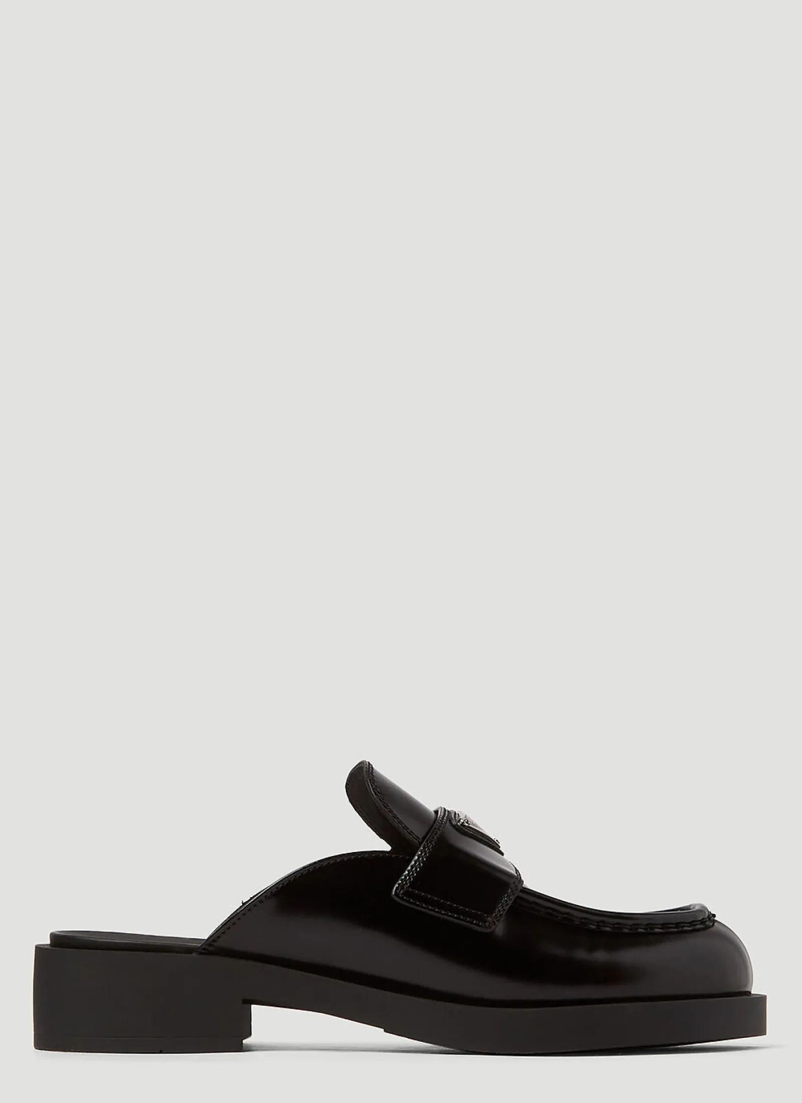 Logo-Plaque Leather Mules>Prada Discount