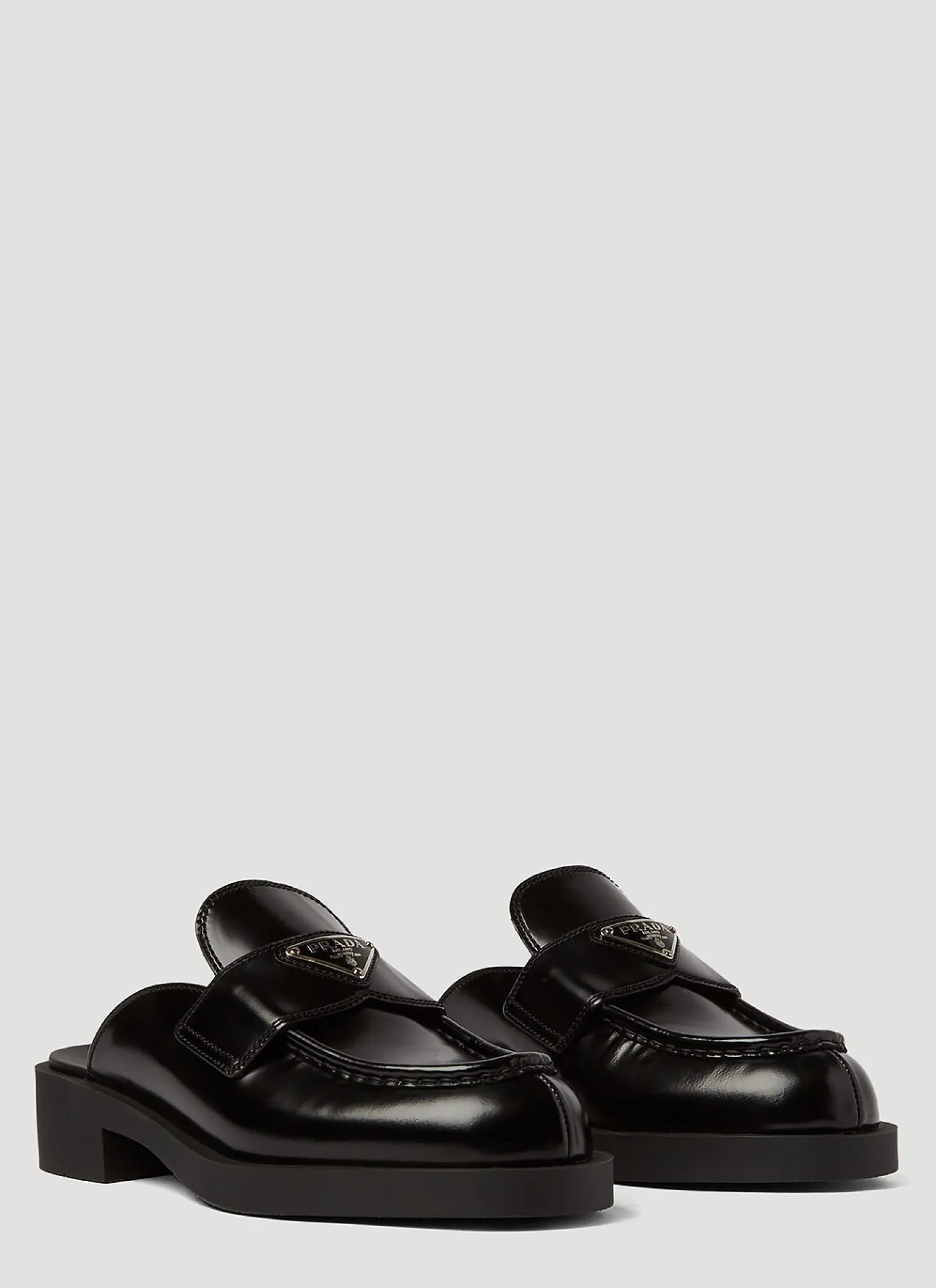 Logo-Plaque Leather Mules>Prada Discount