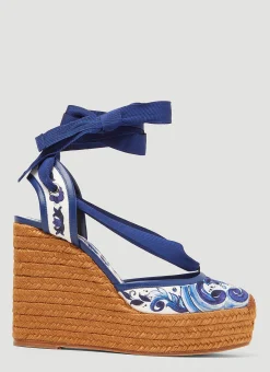 Majolica Print Espadrille Wedges>Dolce & Gabbana Clearance